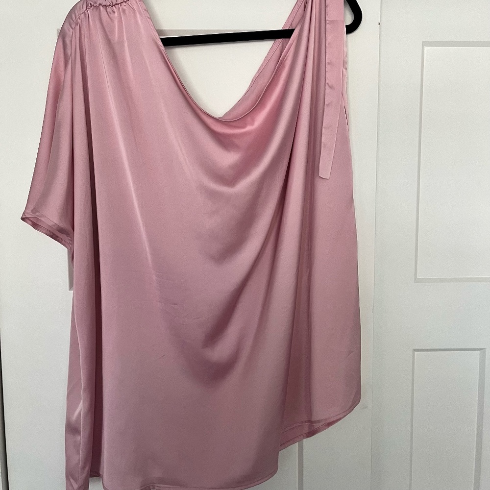 Pink Satin Off the Shoulder Blouse  Torrid Size 3
